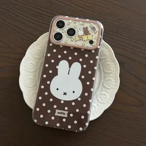 Double Layer Bottom Polka Dot Miffy Phone Case for iPhone 17 Pro Max, 16 Pro Max, 15 Pro Max, 14 Pro, 13 Pro, Fashion Women's Case