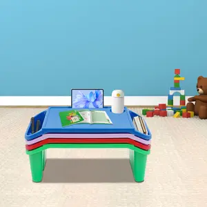 Set of 4 Kids' Portable Lap Desk Trays - Durable Plastic with Convenient Side Pockets for Breakfast & Laptop Use on Bed