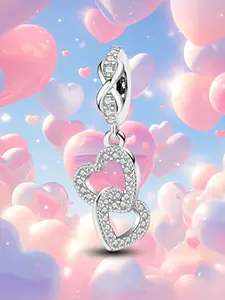 New Style Original Silver Color Charm DIY Beads with Colorful Heart Dreamcatcher Castle Double Row Diamond Linked Heart Hanging Beads for Lovers DIY Jewelry Creative Production Ideal for Valentine’s Day and Anniversary Gifts Perfect Choice