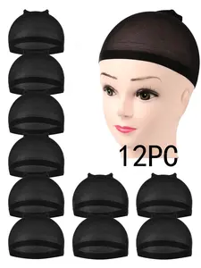 Wig Cap,Black Wig Cap 12 Pieces Wig Caps, Black Stocking Caps, Stretchy Nylon Wig Stocking Caps for Women
