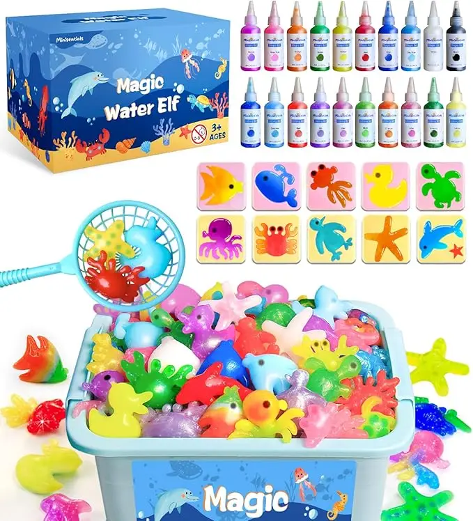 Aqua Fairy Water Gel Kit Magic Water Elf Toy 20 Colors Magic Gel Aqua Art 15 Molds Squishy Maker Party FavorBirthday DlY STEM Christmas Gifts