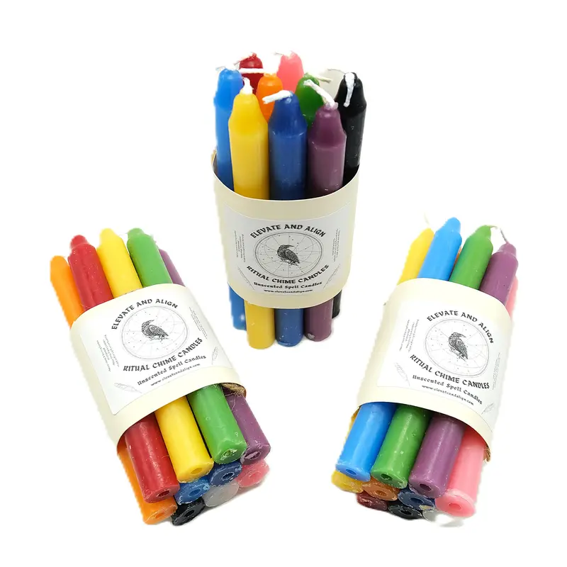 Elevate and Align 10 Pack 5 Inch Mini Chime Candles Variety Pack Spell Ritual Candles Multicolor Unscented for Chakra Balancing Meditation Decor Decoration Light Aroma Set - Wick