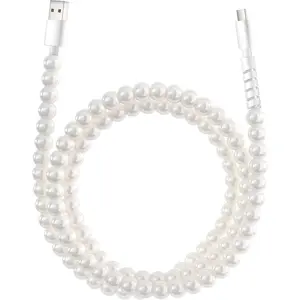 USB to USB C Cable 3.3FT 60W White Pearl USB iPhone Charger Cord Beaded Phone Type C Charger Fast Charging Cable Cord for iPhone 16 15 Plus Pro Max 16E Samsung Galaxy S25 S24 S23