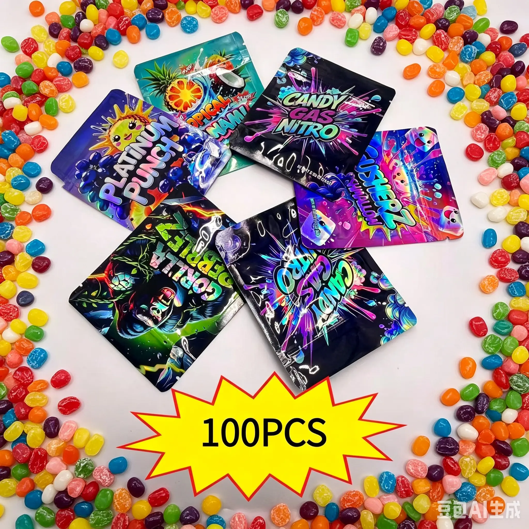 100/200 Pack 3D Laser Printed Decorative Gift Bags for Holiday & Birthday Gift Wrapping | Party Supplies