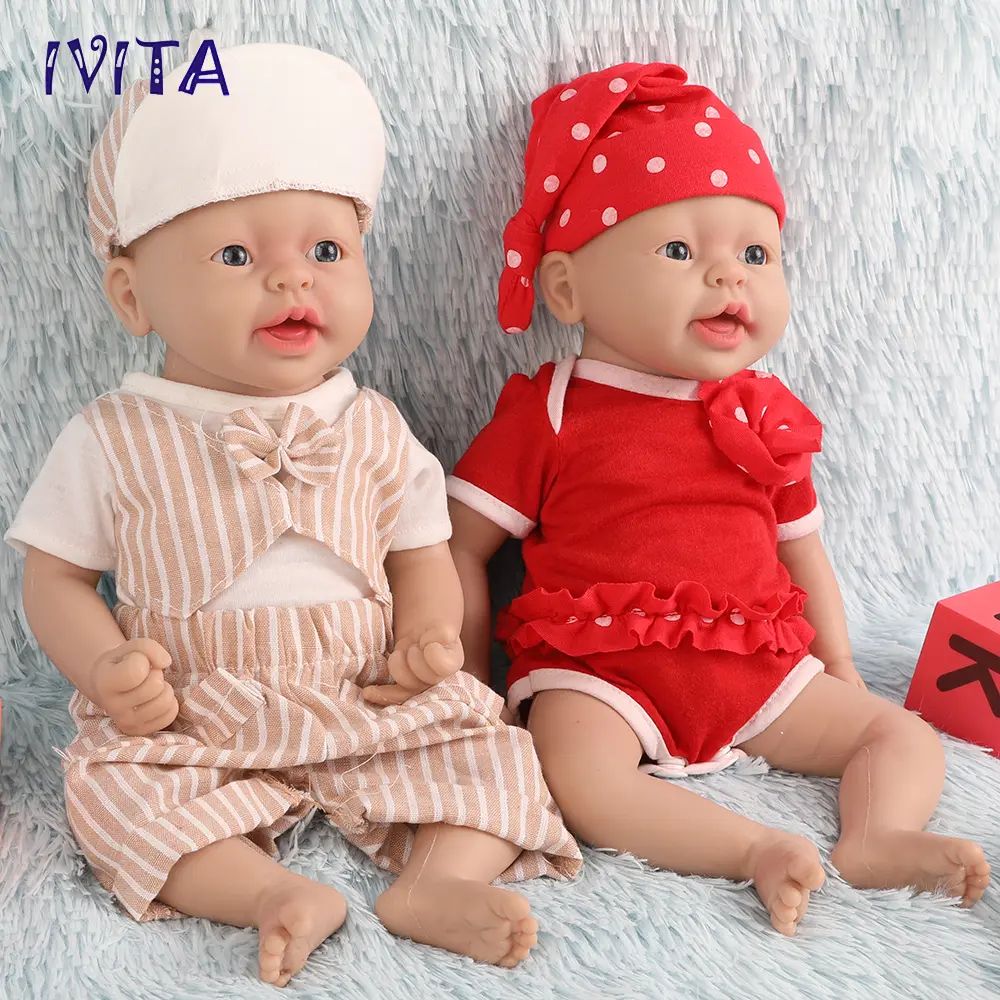 IVITA 15" Adorable Silicone Reborn Baby Newborn Platinum Silicone Doll Handmade Floppy Silicone Baby Birthday Gift Cute Silicone Infant Doll