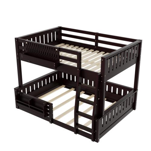 [Bellemave]Twin/Full XL/Queen Bunk Bed with Ladder and Guardrails, Pegboard and bookshelf,