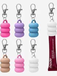 6 Piece Set Donut Keychains, Geometric Design, Asymmetrical Style, Compatible with 0.35 Oz Lip Balm, All Seasons Use