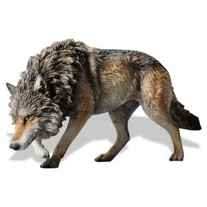 JXK Studio Attacking North American Grey Wolves, Wolf Statue Gift for Animal Lovers Statue Series Durable Polyresin with Intricate Details