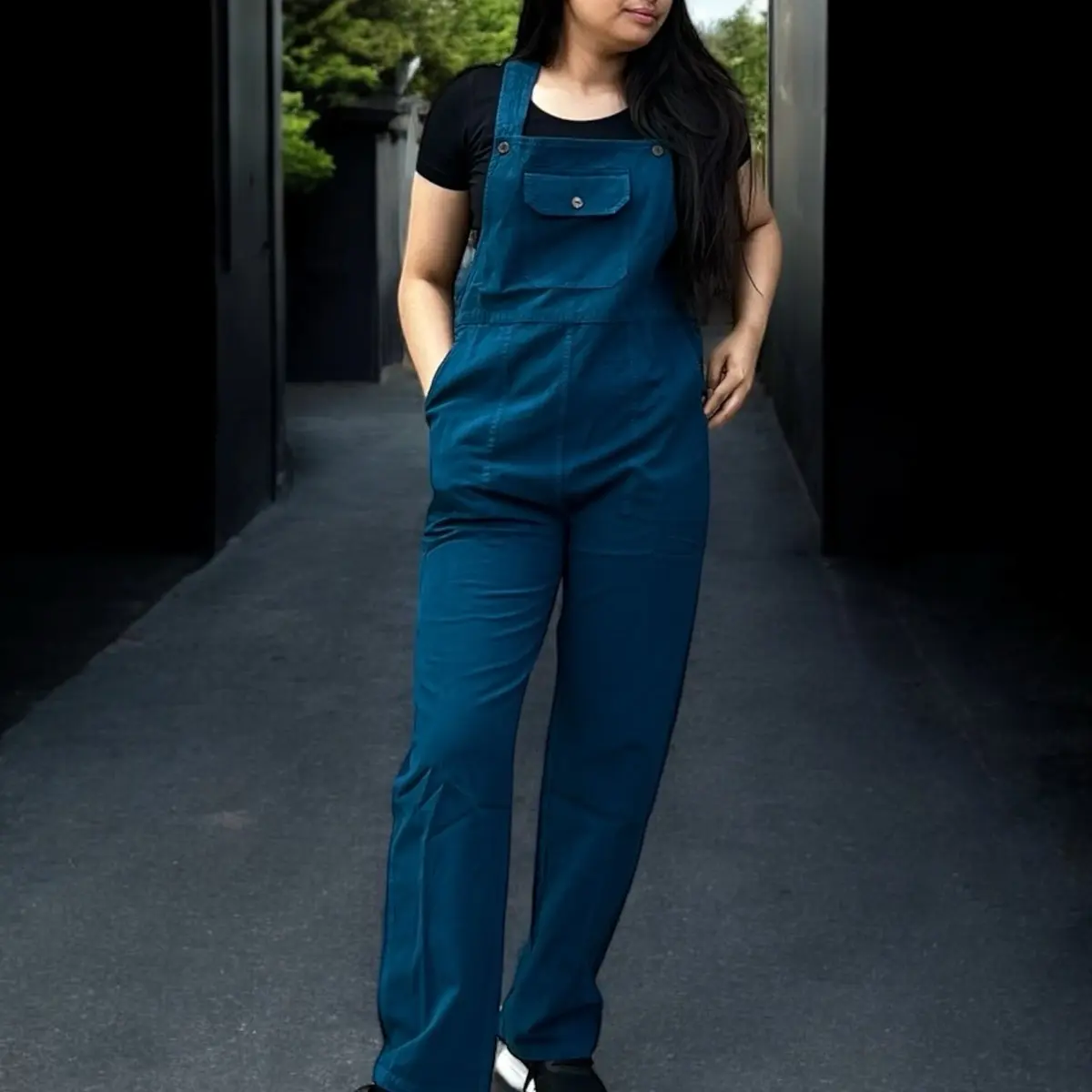 100% Cotton Turquoise Jumpsuit from Nepal for Women and men – Spacious Front Pockets and Unisex Design
