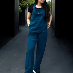 100% Cotton Turquoise Jumpsuit from Nepal for Women and men – Spacious Front Pockets and Unisex Design