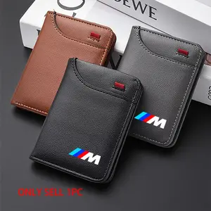 Car Leather Mini Credit Card Purse, Soft Portable Small Wallet for Bmw M Performance, Fits F20 F40 F22 F30 E90 F32 F06 F07 F46 E60 M5