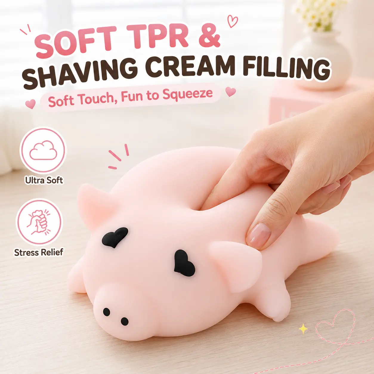 Jumbo Squishy Giant Sleeping Pig, Soft TPR Shaving Cream Filled Pink Pig Squeeze Toy, Sensory Stress Relief Fidget Toy for Adults and Kids, Desk Toy and Fun Gift