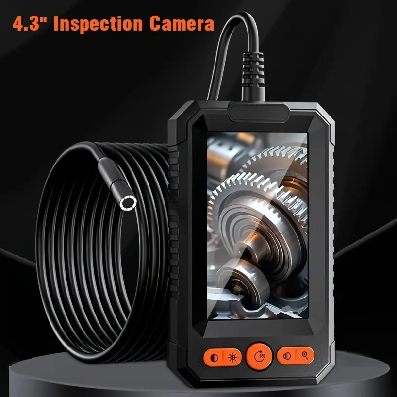 Industrial Inspection Endoscope Camera with Light, 1080P Dual Lens Borescope, 4.3" IPS Screen, 3.28FT Snake Cable, Waterproof Automotive Diagnostic Tool for Sewer, HVAC
