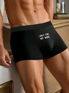 Men's Briefs Valentine's Day Gift, Soft Elastic Comfortable Underwear, Romantic Rose Print, Casual Daily Wear, Soft Stretch Briefs