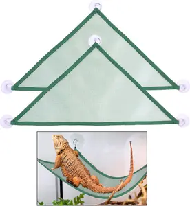 BPA-Free PVC Reptile Hanging Hammock - Lizard & Snake Small Pet Climbing Net Bed Toy Swing, Dual Colors Habitat Decor, S & L Sizes, Safe Durable, Tool-Free Easy Setup, Outdoor Fun