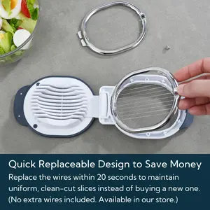 Replaceable Egg Slicer with Stainless Steel Wires, Egg Cutter for Eggs, Cutting, Egg Dicer, Base & Handle, Dishwasher Safe