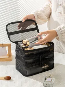 Large Capacity Makeup Bag, Portable Zipper Makeup Organizer, Cosmetics Organizer, Cosmetic Storage Bag, Versatile Storage Bag for Travel, Outing, Daily Use, Travel Makeup Pouch, Travel Cosmetic Bags, Travel Beauty Bag