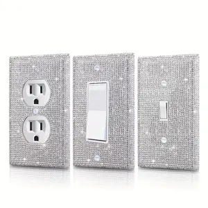 Stylish Glitter Decor Switch Cover, Home Wall Outlet Protective Cover, Home Room Kitchen Improvement Supplies, Electrical Sockets & Accessories