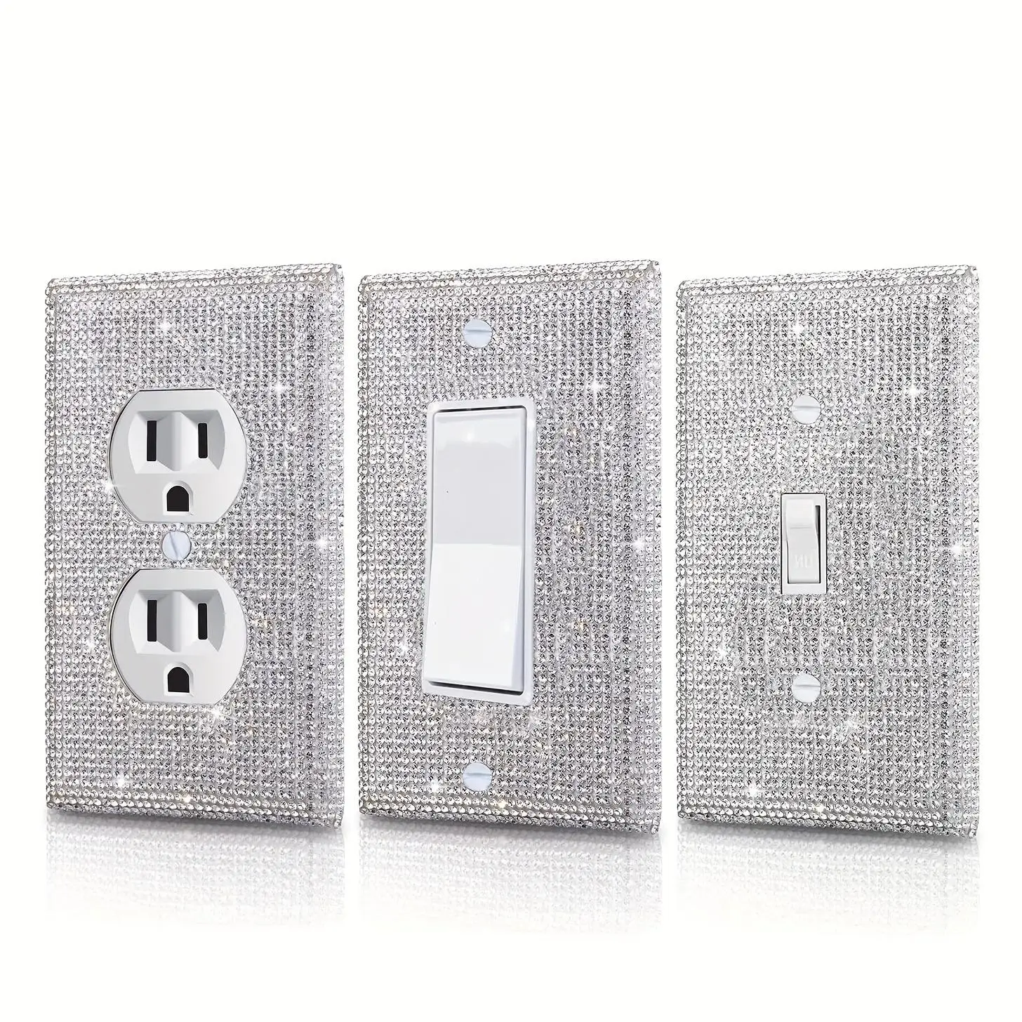 Stylish Glitter Decor Switch Cover, Home Wall Outlet Protective Cover, Home Room Kitchen Improvement Supplies, Electrical Sockets & Accessories