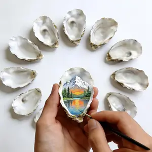 40Pcs 3"-4" Oyster Shells for Crafts Natural Large Oyster Shells for DIY Crafting, Home Vase Filler, Xmas Ornaments, Bulk Sea Shells for Chicken