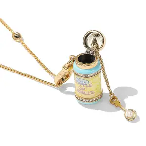 Retro Bubble Bottle Surprise Locket, Openable Enamel Pendant with Tiny Spoon, DIY Multi-use Bag Charm & Necklace, Aesthetic Childhood Memories Gift