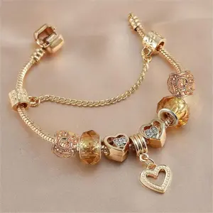 Elegant Adjustable Charm Bracelet for Women - Handmade Beaded Heart Pendant Non-Tarnish Fashion Jewelry SpringStatements