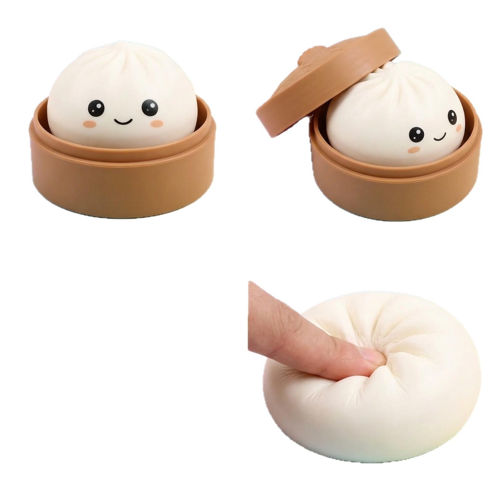 Jelly Texture Steamed Bun Squishy Toy Super Soft Squeeze Toy for Relax and Entertainment