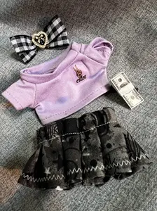 Sassy Skeleton Tee, Celestial Skirt with Bow and Cash Accessory for 17cm Doll