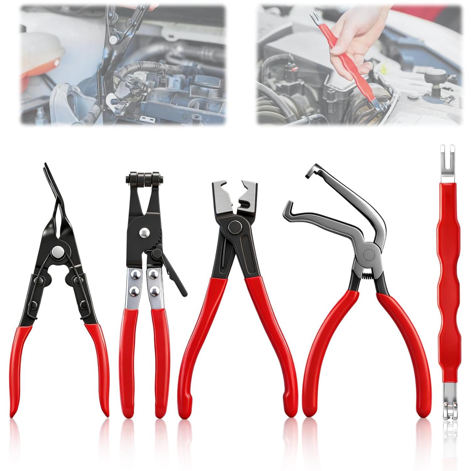 1 Piece Automotive Electrical Disconnect Pliers, Electrical Connector Removal Tool, Automotive Hose Clamp Pliers, Trim Clip Removal Tools, Wire Terminal Remover for Auto Repair