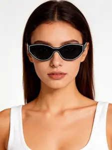 Retro Cat Eye Sunglasses, Uv400 Protection, Metal Frame, Fashionable Eyewear for All Seasons, Ideal for Cycling & Driving