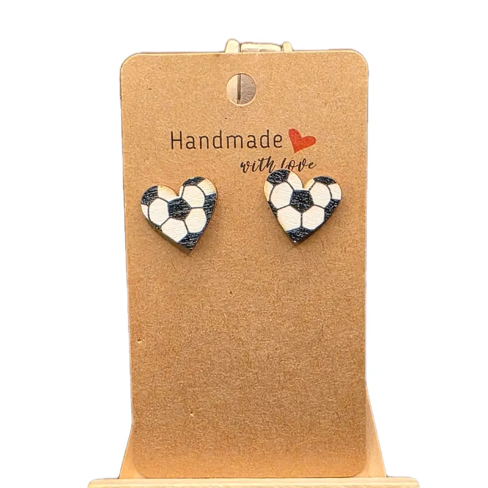 Wooden Stud Soccer Earrings for Women Lightweight Natural Wood Comfortable Design Perfect for Any Occasion Handmade with Love Eco-Friendly Sporty Accessory