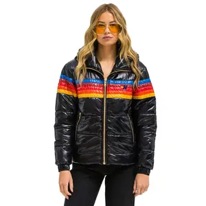 5 STRIPE TREKKER JACKET - GLOSSY BLACK