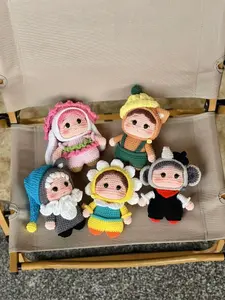 Handmade Crochet Amigurumi Doll Cute Kawaii Aesthetic Room Decor Ornament Gift Set