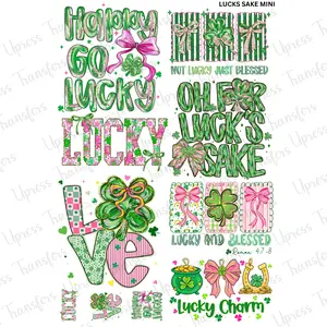Luck Sake Mini DTF Transfer Gang Sheet 24.5" x 36" Direct To Film for DIY Enthusiasts Vibrant Custom Options Cozy Handmade Aesthetic Pink Green Christmas Design