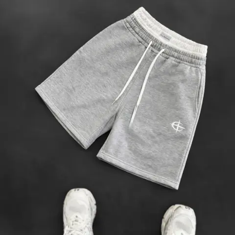 Men's Minimalist Polyester Knit Athletic Shorts - Double-Layer Drawstring Waistband, Pockets, Knee-Length, Quick-Dry, No-Irritation Fit, Size S Male Bottoms for Gym, Outdoor, Party