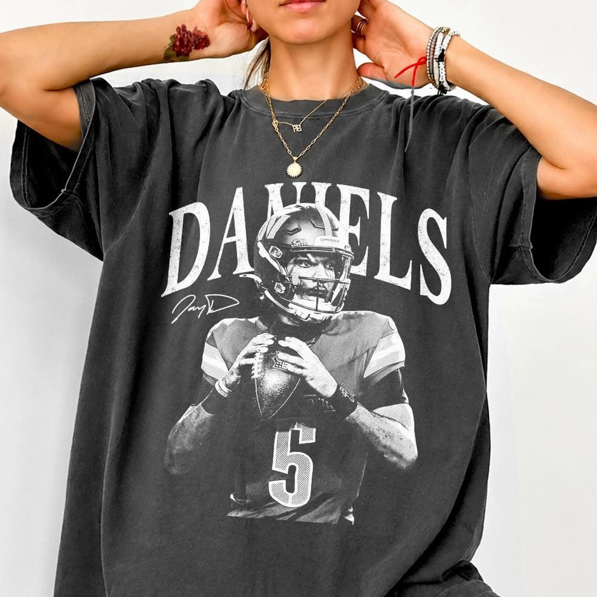 Vintage Jayden Daniels Football Tee, Vintage Game Day Shirt, Commanders Fan Gift