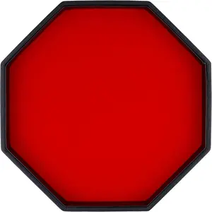 Dice Rolling Tray, Felt Lined PU Leather Octagon Dice Tray for Dungeon Crawler Games, Red