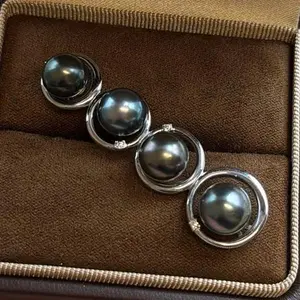 Black Tahitian Pearl Balance Necklace S925