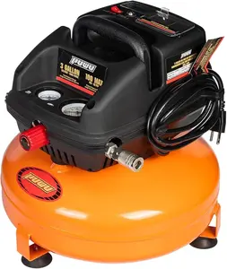 Puwu 3Gallon Oil-Free Air Compressor, 120V 0.6CFM@90PSI Portable Pancake Air Compressor with Dual Gauges, Quick Coupler & Safety Valve for Tire Inflation, Nailing, Painting, and DIY