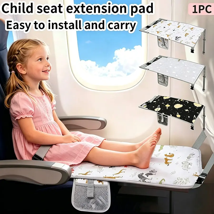 Airplane Seat Extension Pad, Baby Plane Sleeping Footrest, Portable Foldable Lightweight Child Aircraft Foot Rest, Essential for Long Trips, Upholstered, Travel