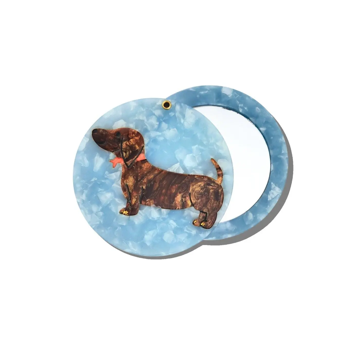 SOLAR ECLIPSE | Hand-painted Dachshund Compact Mirror