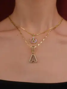 Ultimate Pink Initial Letter Necklace Collection | Sparkly Layered Initial Jewelry for Women | Personalized Gift Idea