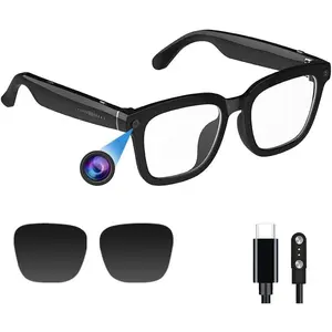 AI  Camera Glasses:  1080P Video Recording and Photo Taking, Translation, Assistant Conversation, Suitable for Outdoor and Indoor, Cycling, Hiking Travel (Transparent Anti-Blue Light)
