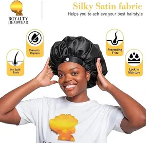 Adjustable Satin Bonnet for Sleeping Women Double Layer Hair Wrap Reduce Friction Prevent Frizz Natural Curly Hair