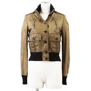 Pre-owned GUCCI Calfskin Small Leather Goods Madonna Bomber Cow Leather Jacket