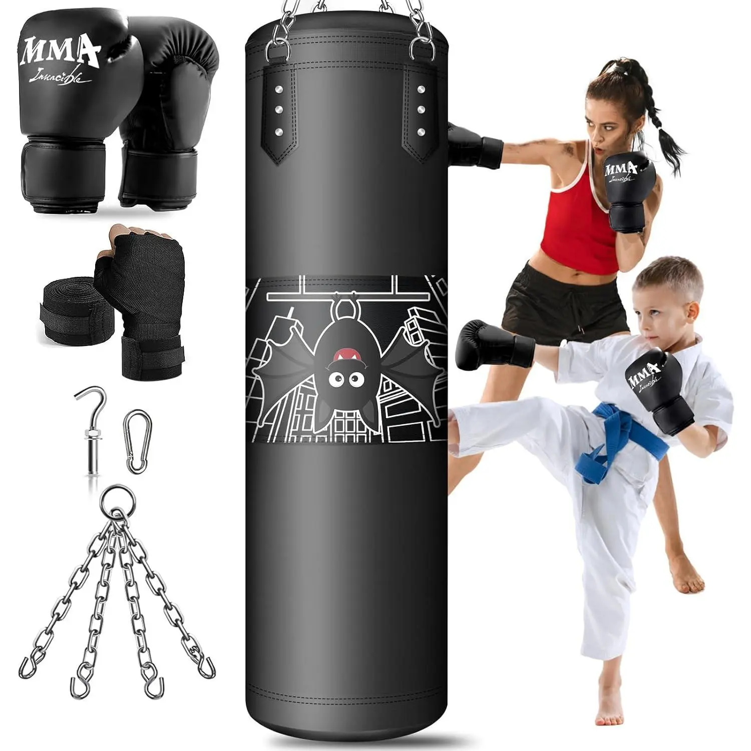 Punching Bag for Kids, 2.7FT Hanging Boxing Bag with Boxing Gloves, Kids Boxing Set Kickboxing Bag for Youth Boxing Karate Muay Thai Kick Taekwondo Training