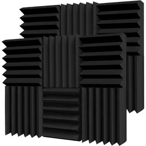 Thick Acoustic Foam Panels, 12 X 12 X 3 Inch 12 count Broadband Sound Absorbing Foam, Dense Soundproof Padding Tile, Recording Studio Foam Absorber, Wedge Decorative 3D Wall Ceiling Panel