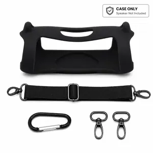 Silicone Protective Case Compatible with JBL Charge 5 Speaker, Soft Shockproof Cover with Adjustable Shoulder Strap, Anti-Slip Portable Carry Sleeve, Charging Port Opening, Outdoor Travel Speaker Protection Accessories, Speaker Not Included