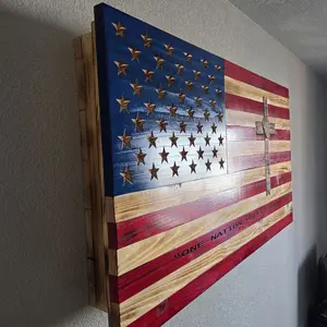 custom flag concealment box with lazered engraving
