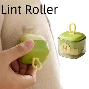 Mini Lint Roller for Pet Hair - Reusable Washable Sticky Roller for Clothes, Furniture & Car Seats - Portable Travel Size, Easy Clean for Household (Green) Cleaning